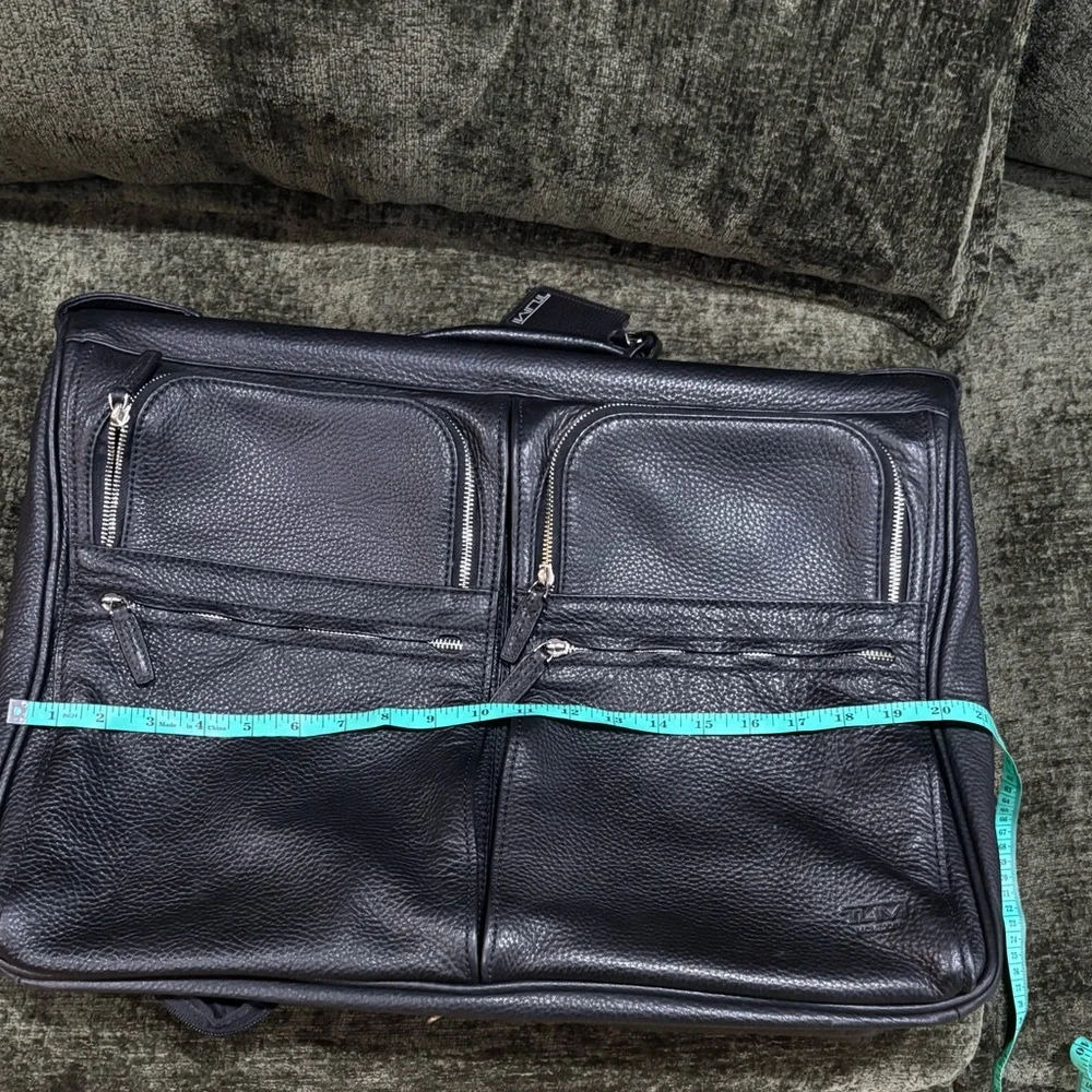 Tumi Black Textured Leather Garment Carry on Travel Bag